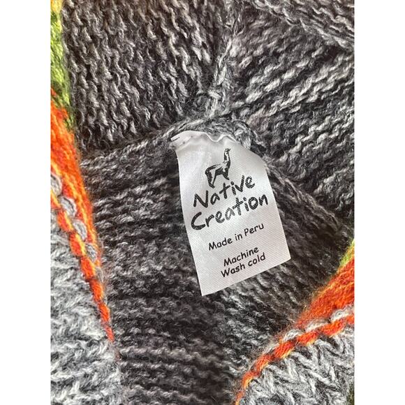 Native Creation Peruvian Hoodie Boys XS Sweater Knit Full Zip Animals Weather - Picture 7 of 12